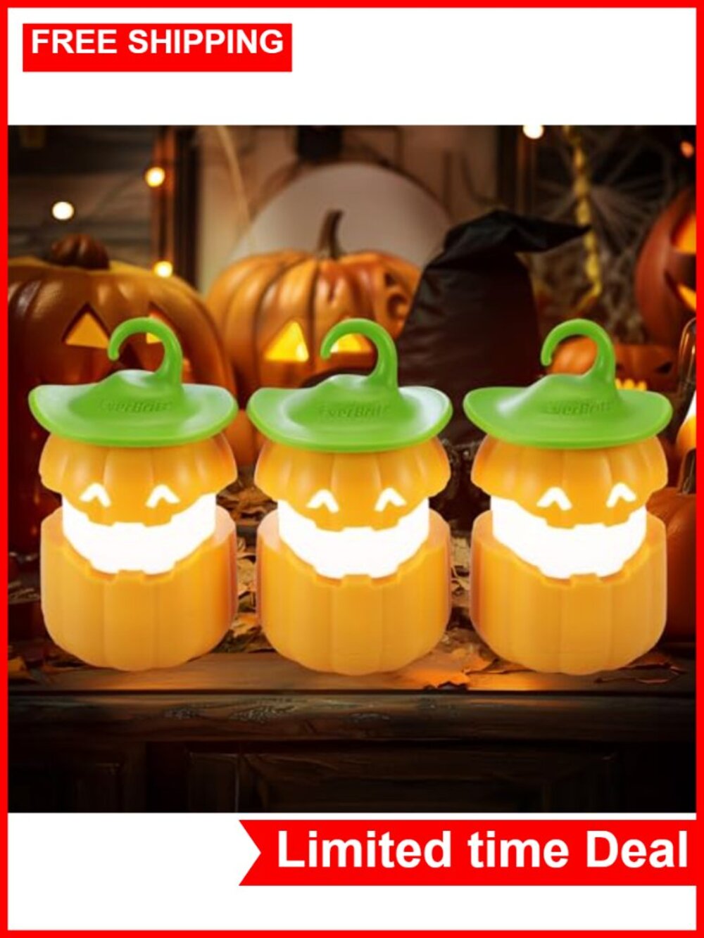 3-Pack Collapsible Pumpkin Lanterns LED Color Changing Halloween Decoration